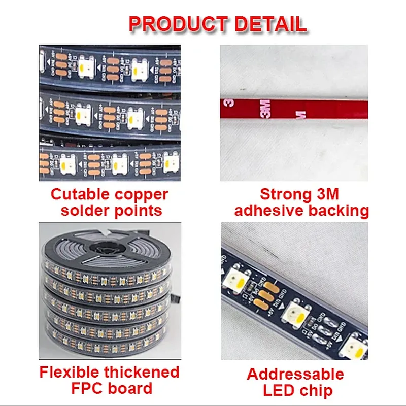 DC5V 18W Smart SK6812/WS2812B RGB LED Strip Lights
